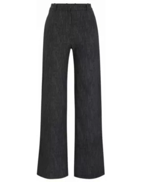 Regular-fit, wide-leg trousers in pinstriped stretch jersey- Patterned Women's Formal Pant