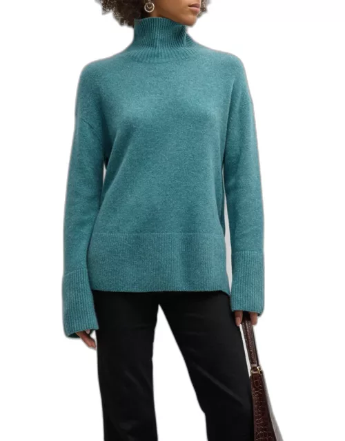 Cashmere Side-Button Turtleneck Sweater