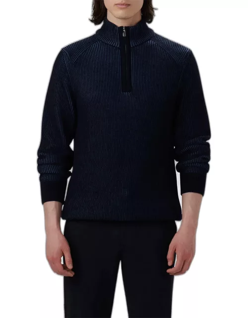 Men's Quarter-Zip Ribbed Sweater