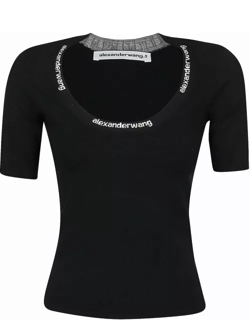 T by Alexander Wang Logo Jacquard Trims Bodycon T-shirt