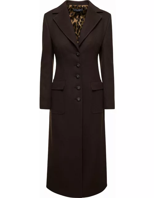 Dolce & Gabbana Shaped Coat In Wool And Cashmere