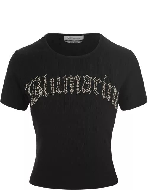 Blumarine Black T-shirt With Jewel Logo