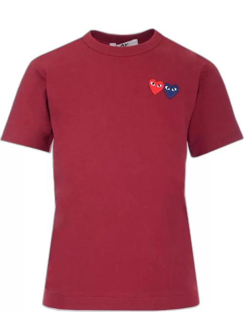 Comme des Garçons Play Embroidered Double Heart T-shirt