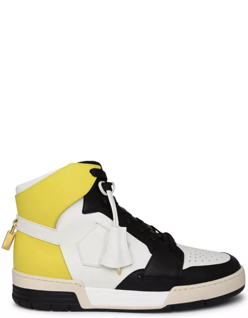Buscemi air Jon White And Yellow Leather Sneaker