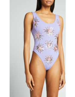 Priscilla Embroidered Tank One-Piece Swimsuit