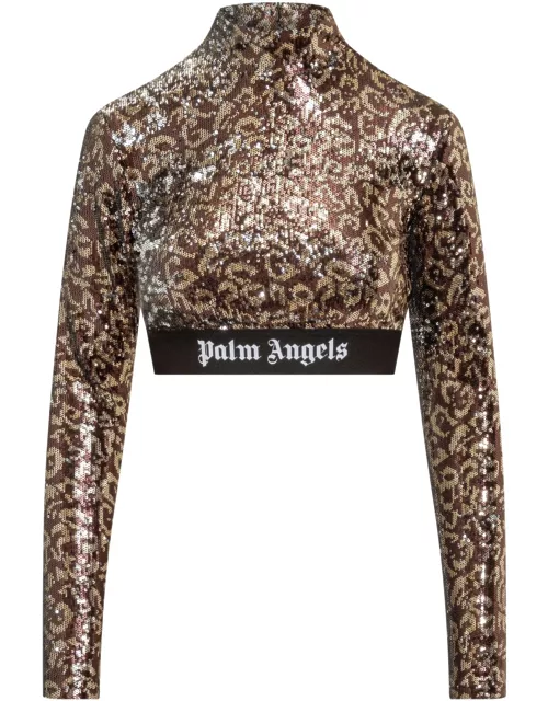 Palm Angels Logo Tape Sequins L/s Top