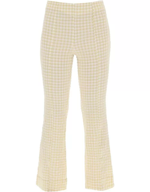 Ganni Flared Pants With Gingham Motif