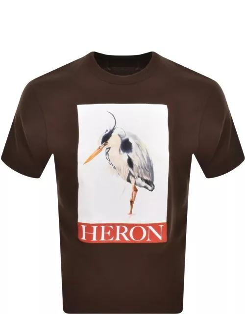Heron Preston Bird Painted Logo T Shirt Brown