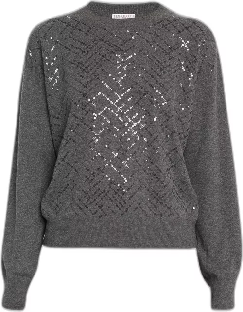 Sequined Triangle Wool-Cashmere Sweater