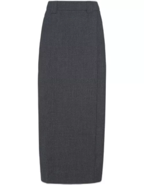 Wraparound Wool Midi Skirt