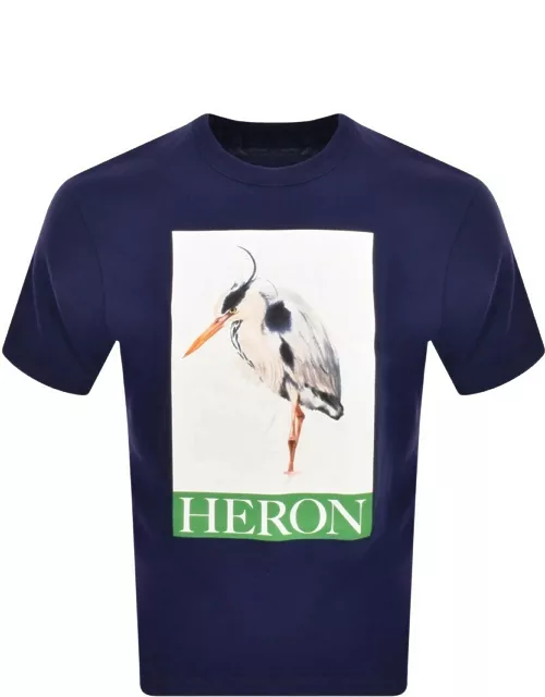 Heron Preston Bird Painted Logo T Shirt Navy