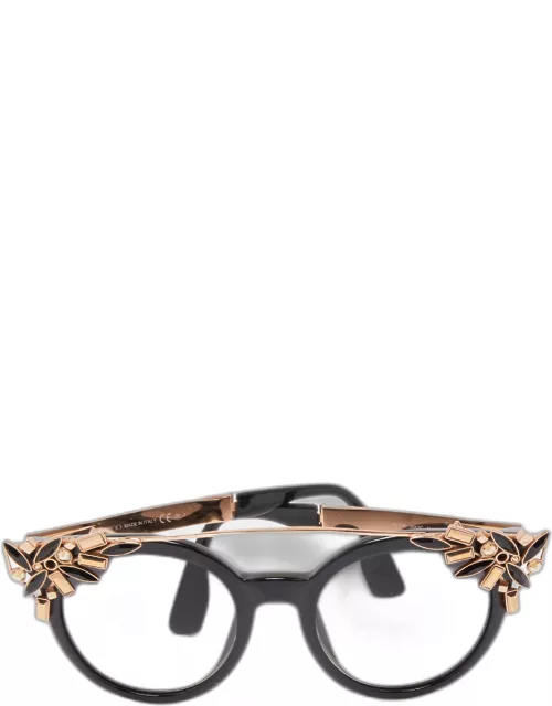 Jimmy Choo Black/Gold Vivy Crystals Embellished Round Sunglasse