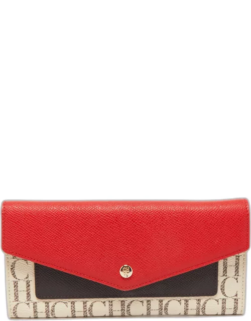 Carolina Herrera Tricolor Monogram Coated Canvas and Leather Envelope Flap  Wallet Carolina Herrera