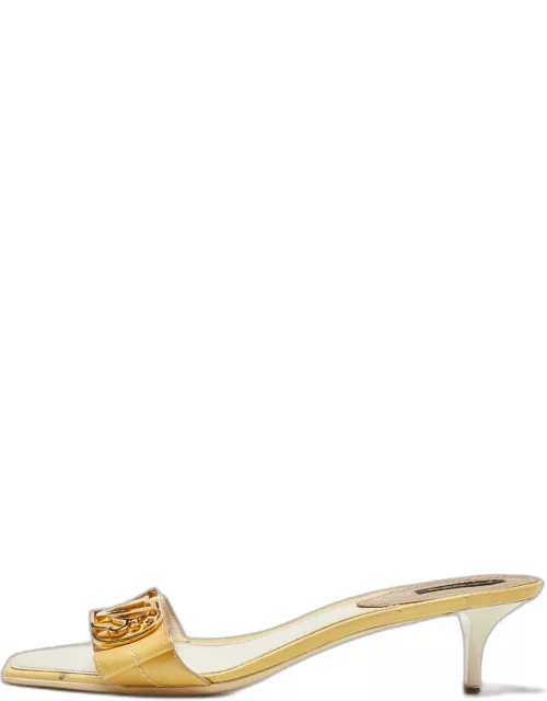 Louis Vuitton Yellow Patent Leather Slide Sandal