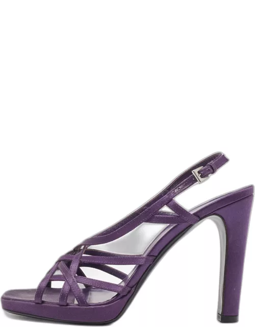 Prada Purple Satin Strappy Slingback Sandal