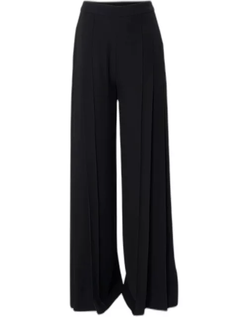 High-Rise Pleated Pintuck Wide-Leg Pant