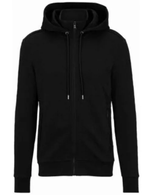 Cotton zip-up hoodie with monogram jacquard- Black Men's Tracksuit