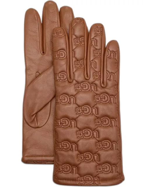 Stitched Logo Leather Glove