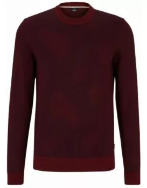 Virgin-wool sweater with two-tone monogram jacquard- Dark Red Men's Sweater