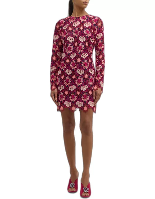 Nessa Long-Sleeve Floral Lace Mini Dres