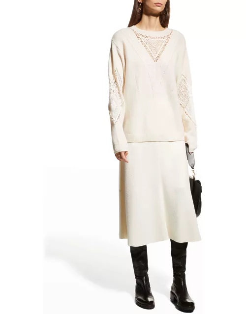 Tabitha Wool-Cashmere Pointelle Sweater