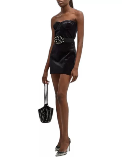 Monique Strapless Embellished Velvet Mini Dres