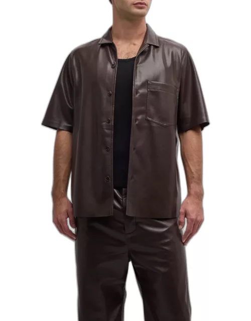 Men's Bodil Faux-Leather Camp Shirt
