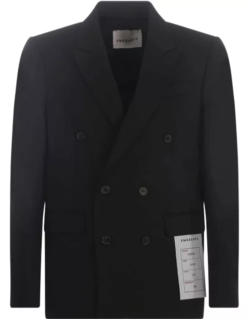 Double-breasted Jacket Amaranto In Wool Blend