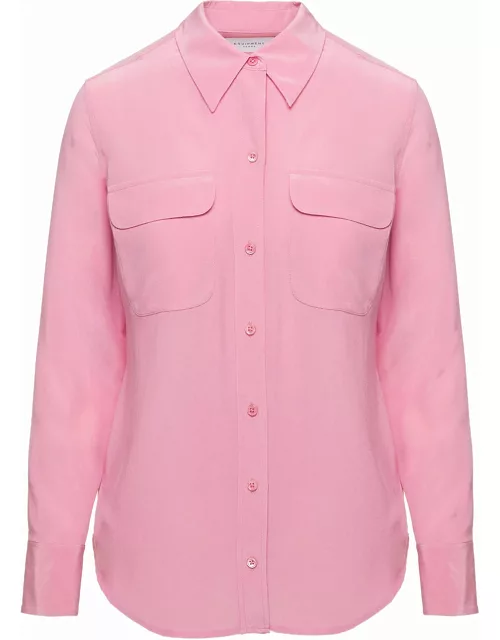 Equipment Pink Shirt With Patch Pockets With Flap In Silk Woman