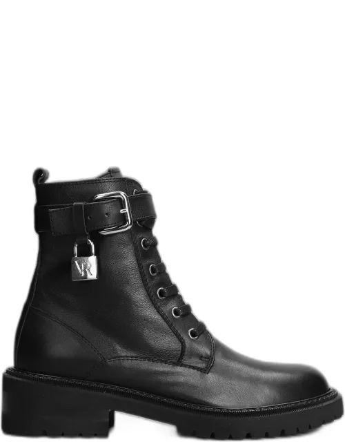 Via Roma 15 Combat Boots In Black Leather