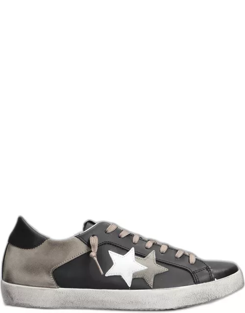 2Star Sneakers In Black Suede And Leather