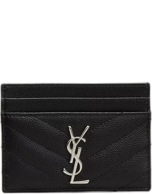YSL Monogram Card Case in Grained Leather