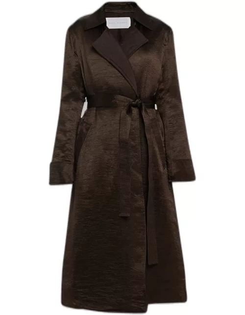 Quilted Wool Belted Trench Coat