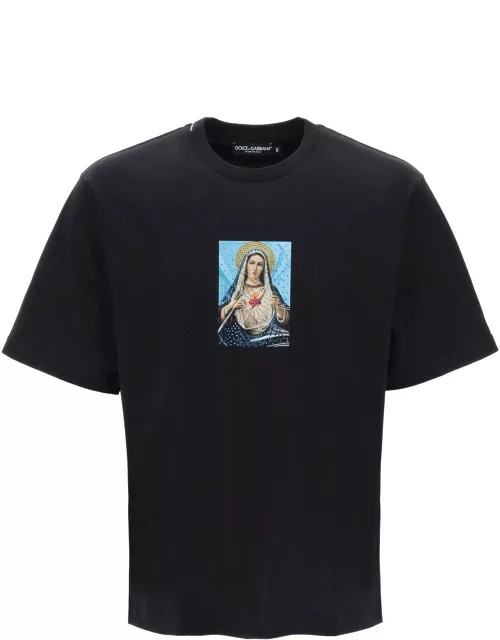 DOLCE & GABBANA printed t-shirt with rhinestone