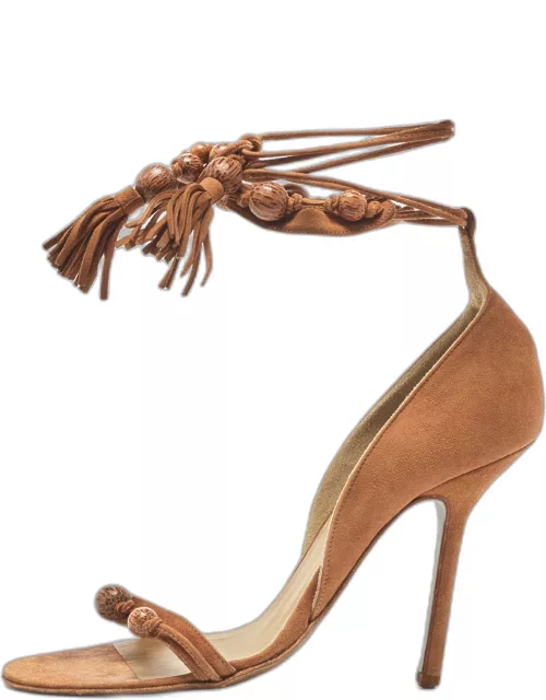 Givenchy Brown Suede Ankle Tie Sandal