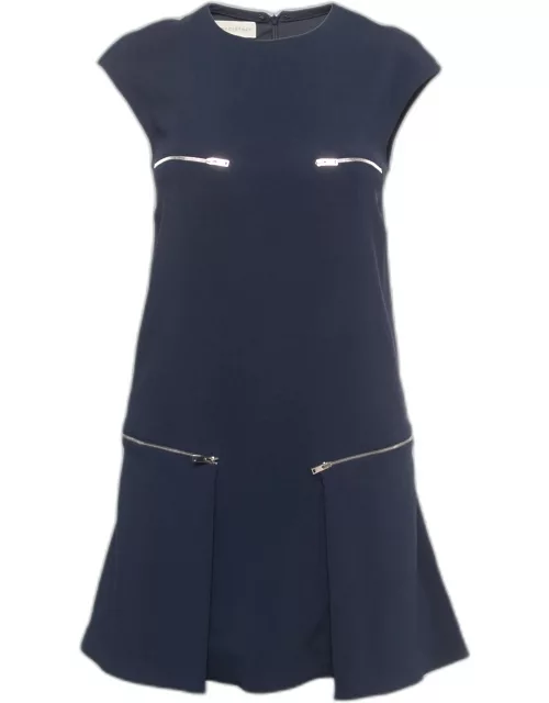 Stella McCartney Navy Blue Crepe Zip Detail Sleeveless Mini Dress