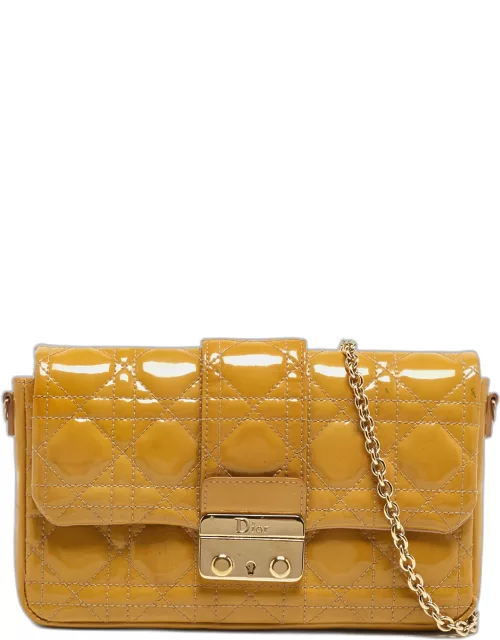 Dior Yellow Cannage Patent Leather Miss Dior Promenade Chain Clutch