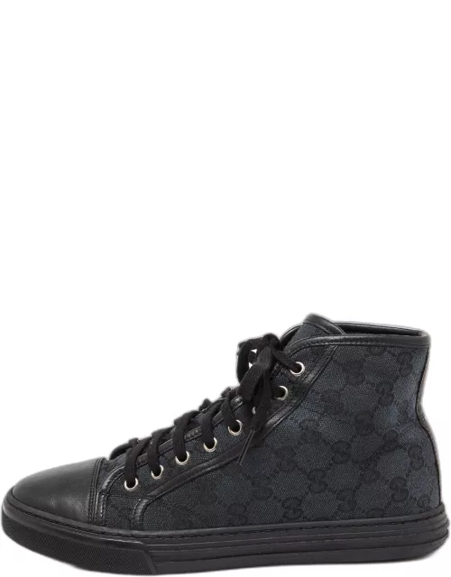 Gucci Black GG Canvas and Leather Brooklyn High Top Sneaker