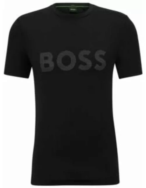 Slim-fit T-shirt with decorative reflective logo- Black Men's T-Shirt