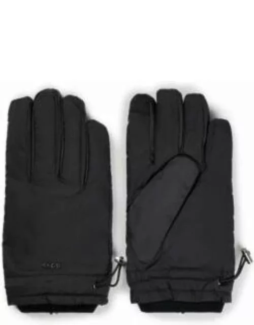 Padded gloves in ripstop fabric with touchscreen-friendly fingertips- Black Men's Glove