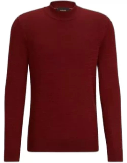 Mock-neck sweater in knitted silk- Red Men's Sweater