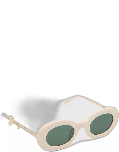 Les Lunettes Pralu Acetate & Metal Alloy Oval Sunglasse