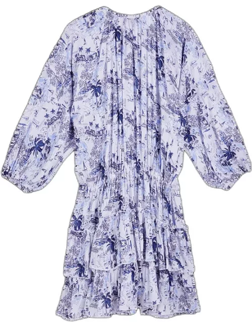 Women Ruffles Cotton Dress Riviera - Dress - Lauriane - Blue