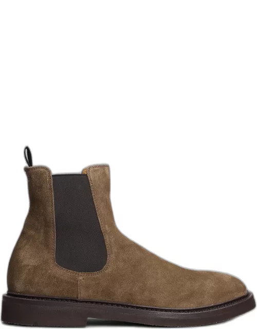 Officine Creative Hopkins Flexi 204 Ankle Boots In Brown Suede