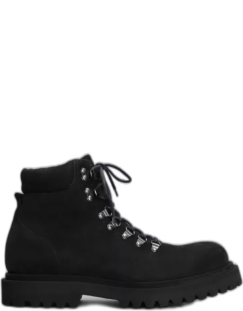 Officine Creative Eventual 021 Combat Boots In Black Suede