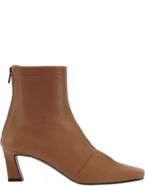 Twisted Leather Zip Bootie