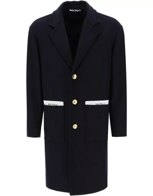 Palm Angels Blue Wool And Cashmere Coat
