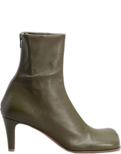Bloc Stretch Leather Zip Ankle Bootie