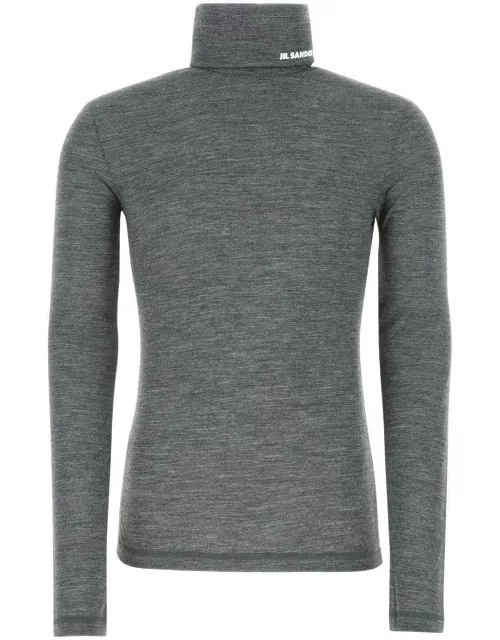 Jil Sander Melange Grey Polyester Blend Sweater
