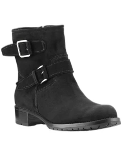 Two-Strap Suede Moto Boot